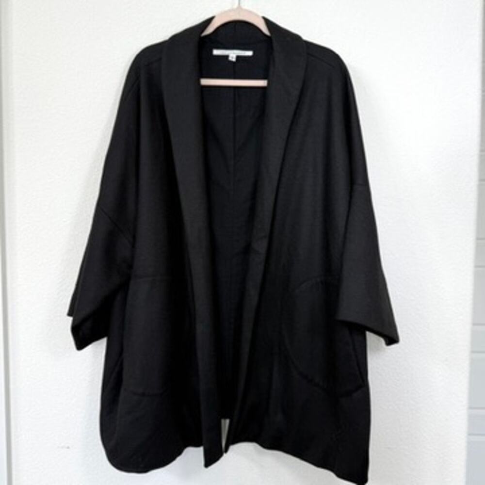 Diane von Furstenberg Wool Coat Black Size 6‎ Minimalist Luxury Classic Timeless